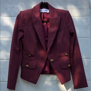 Veronica Beard Deep Red Blazer with Gold Accents